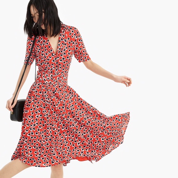 J. Crew Dresses & Skirts - J Crew A-Line Midi Heart Print Belted Shirtdress
